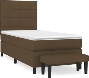 vidaXL Κρεβάτι Boxspring με Στρώμα Σκούρο Καφέ 90x200 εκ. Υφασμάτινο