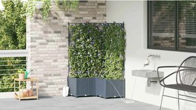 vidaXL Γλάστρα Κήπου 3 pcs Ανοιχτό Γκρι Ατσάλι