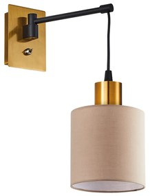 SE21-GM-9-SH3 ADEPT WALL LAMP Gold Matt and Black Metal Wall Lamp Brown Shade+