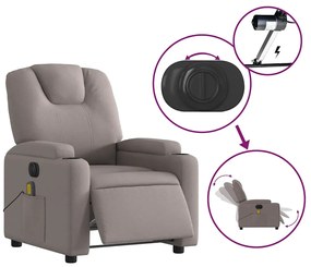 vidaXL Πολυθρόνα Μασάζ Ηλεκτρική Ανακλινόμενη Taupe Υφασμάτινη