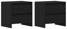vidaXL Κομοδίνο 2 τεμ Μαύρο Δρυς 45x34x44,5 εκ Επεξεργασμένο ξύλο