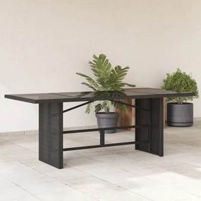 Τραπέζι Κήπου με Γυάλινη Επιφάνεια Μαύρο 190x80x74 εκ. Ρατάν - Μαύρο