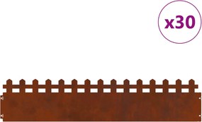 vidaXL Περιγράμματα γκαζόν 30 pcs 103 x 0,05 x 22 εκ Σκ rusty
