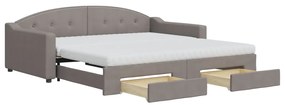 vidaXL Καναπές Κρεβάτι Συρόμενος Taupe 100x200εκ. Υφασμάτινος Συρτάρια