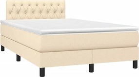 vidaXL Κρεβάτι Boxspring με Στρώμα Κρεμ 120x200 εκ. Υφασμάτινο