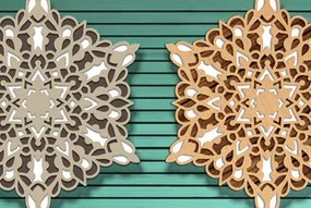 Σετ των 2 Intra απο ξύλο plywood 3mm-4mm πάχος 3d Layered Mandala Design Δίασταση 30x30 cm INTRAFABR-72089570