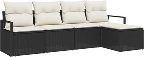 vidaXL Σετ Καναπέ 5 pcs Μαύρο συνθετικό ρατάν