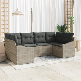 vidaXL Σετ 6 Τεμαχίων Καναπέ Κήπου με Μαξιλάρια Ανοιχτό Γκρι Πολυ Ρατάν
