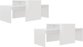 vidaXL Σετ Τραπεζάκια Σαλονιού Γυαλ. Λευκό 100x48x40 εκ. Επεξ. Ξύλο