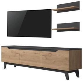 Σύνθετο σαλονιού Kasia oak-μαύρο μαρμάρου 180x35x48,5εκ 180x35x48.5 εκ.