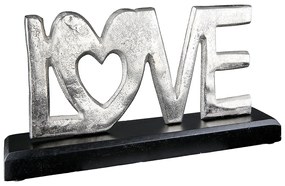 Διακοσμητικό ArteLibre 'Love' Σε Βάση Ασημί/Μαύρο Αλουμίνιο/Ξύλο 18x5x10cm-05160871