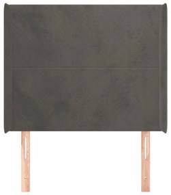 Κεφαλάρι με Πτερύγια Σκούρο Γκρι 93x16x118/128εκ.Βελούδινο - Γκρι