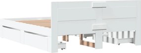 vidaXL Πλαίσιο Κρεβατιού με Κεφαλάρι Λευκό 150x200 εκ Επεξεργ. Ξύλο
