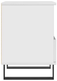 vidaXL Κομοδίνο Γυαλ. Λευκό 40 x 35 x 50 εκ. από Επεξεργασμένο Ξύλο