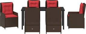 vidaXL Σέτ φαγητού για κήπο 7 pcs Καφέ Πολυ ράταν