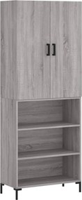 vidaXL Ντουλάπι Γκρι Sonoma 69,5 x 34 x 180 εκ. Επεξεργασμένο Ξύλο