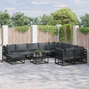 vidaXL Σετ Καναπέ Κήπου 11 pcs Μαύρο 70 x 70 x 32 εκ Αλουμίνιο