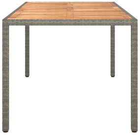 vidaXL Τραπέζι Φαγητού Κήπου Γκρι 150x90x75 εκ. Πολυ Ράτανας