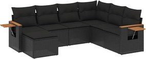 vidaXL Patio Sofa Set 7-θέσια Black