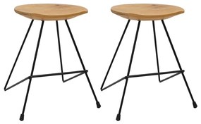 σκαμπό 2 τεμάχια από μασίφ ξύλο τικ