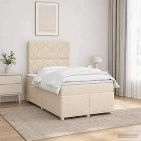 vidaXL Κρεβάτι box spring με στρώμα Κρεμ 120 x 200 cm Ύφασμα