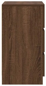 Κομοδίνα με 3 συρτάρια 2 τεμάχια καφέ δρυς 39x35x65 εκ. - Καφέ