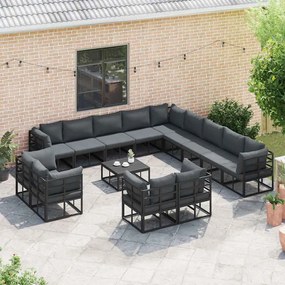 vidaXL Σετ Καναπέ Κήπου με μαξιλάρι 13 pcs Μαύρο Αλουμίνιο