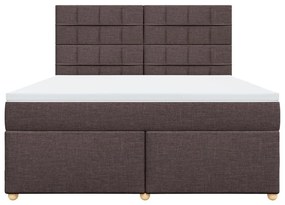 Κρεβάτι Boxspring με Στρώμα Σκούρο Καφέ 180x200 εκ Υφασμάτινο - Καφέ