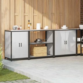 vidaXL Σετ Αποθήκευσης Κουζίνας με ράφι 3 pcs Ασημί Ανοξείδωτο ατσάλι