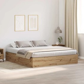 vidaXL Σκελετός Κρεβατιού artisan δρυς 200 x 200 cm Επεξεργασμένο ξύλο