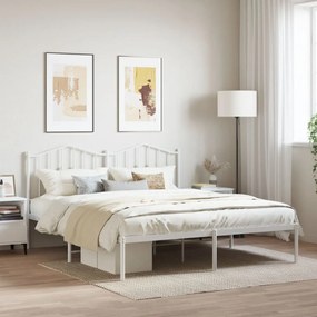 Πλαίσιο Κρεβατιού με Κεφαλάρι Λευκό 180x200 εκ. Μεταλλικό