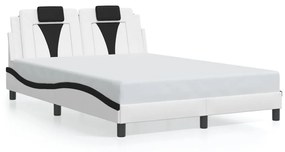 vidaXL Πλαίσιο Κρεβατιού με LED Λευκό/Μαύρο 140x200εκ. Συνθετικό Δέρμα