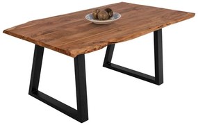 Τραπέζι Montana HM8336.11 160x90x78cm 4cm Μασίφ Ξύλο Natural-Black Μέταλλο,Ξύλο