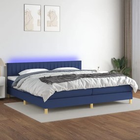 ΚΡΕΒΑΤΙ BOXSPRING ΜΕ ΣΤΡΩΜΑ &amp; LED ΜΠΛΕ 200X200 ΕΚ. ΥΦΑΣΜΑΤΙΝΟ 3133907