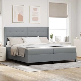 vidaXL Κρεβάτι με Στρώμα Γκρι 200x200 cm, Υφασμάτινο