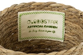 GloboStar® Artificial Garden SIFNOS 20266 Διακοσμητικό Πλεκτό Καλάθι - Κασπώ Γλάστρα - Flower Pot Μπεζ Φ18cm x Υ15cm