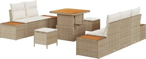 vidaXL Σετ Καναπέ Κήπου 8 pcs Μπεζ συνθετικό ρατάν