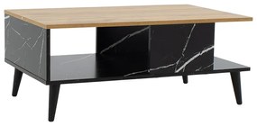 Τραπέζι σαλονιού Moses pakoworld χρώμα sonoma-μαύρο μαρμάρου 90x54x37.5εκ Model: 049-000065