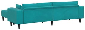vidaXL Καναπές με μαξιλάρι 3 pcs Τιρκουάζ Βελούδο