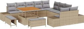 vidaXL Σετ Καναπέ Κήπου με μαξιλάρι 13 pcs Μπεζ Πολυ ράταν
