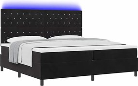 vidaXL LED Κρεβάτι με βάθρο με στρώμα Μαύρο 200 x 200 cm Βελούδο