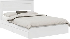 vidaXL Κρεβάτι Αποθήκης Λευκό 140 x 190 cm Επεξεργασμένο Ξύλο