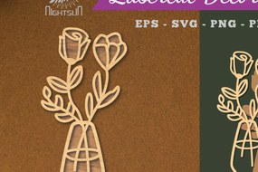 Σετ των 2 Intra απο ξύλο plywood 3mm-4mm πάχος – Βάζα με λουλούδια Διακόσμηση κομμένη με λέιζερ Δίασταση 20x20 cm INTRAFABR-112909435