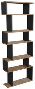 Βιβλιοθήκη Iolmi ανθρακί-oak μελαμίνης 60x19.5x160εκ 60x19.5x160 εκ.