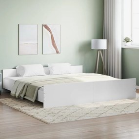 Πλαίσιο Κρεβατιού με Κεφαλάρι&amp;Ποδαρικό Λευκό 180x200εκ. - Λευκό