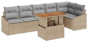 vidaXL Σέτ φαγητού για κήπο με μαξιλάρι 7 pcs Μπεζ και Γκρι
