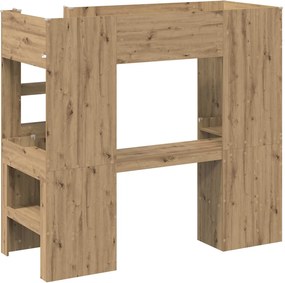 vidaXL Σκελετός κουκέτας με γραφείο με ράφι Artisan Oak 75 x 190 cm