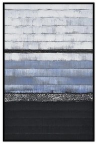 Πίνακας Σε Καμβά Murus 1 017131 62x92xH4,5cm Black-Blue Vertical Wood, Canvas