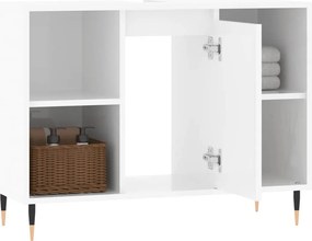 vidaXL Ντουλάπι Μπάνιου Γυαλ. Λευκό 80 x 33 x 60 εκ. από Επεξεργ. Ξύλο