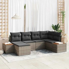 vidaXL Σετ Καναπέ Κήπου με μαξιλάρι 6 pcs Γκρι Πολυ ράταν
